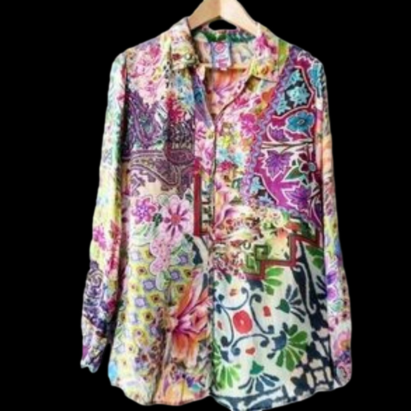 Johnny Was Tops - Johnny Was Silky Button Down Shirt